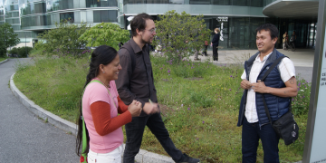 Ruby Arteaga et Roviro López avec Yannick Wild de PBI Suisse