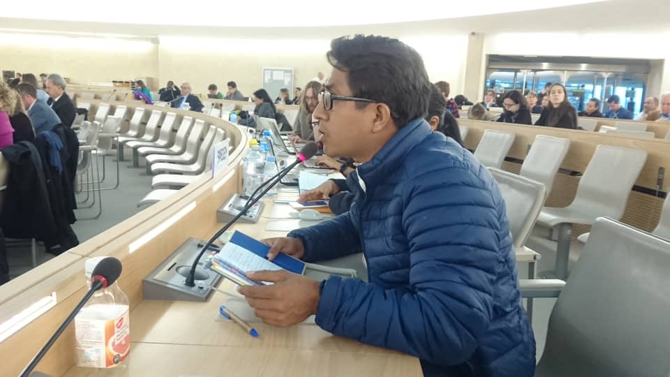 Intervention de Neftalí Reyes Méndez de EDUCA durant la session sur la protection des défenseuses et défenseurs des droits humains 